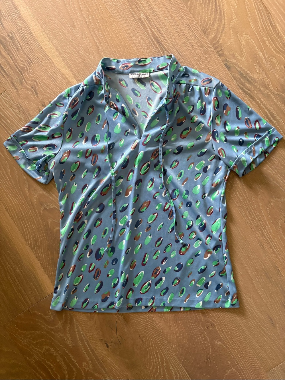 Women’s Light Blue Printed Short Sleeve Blouse